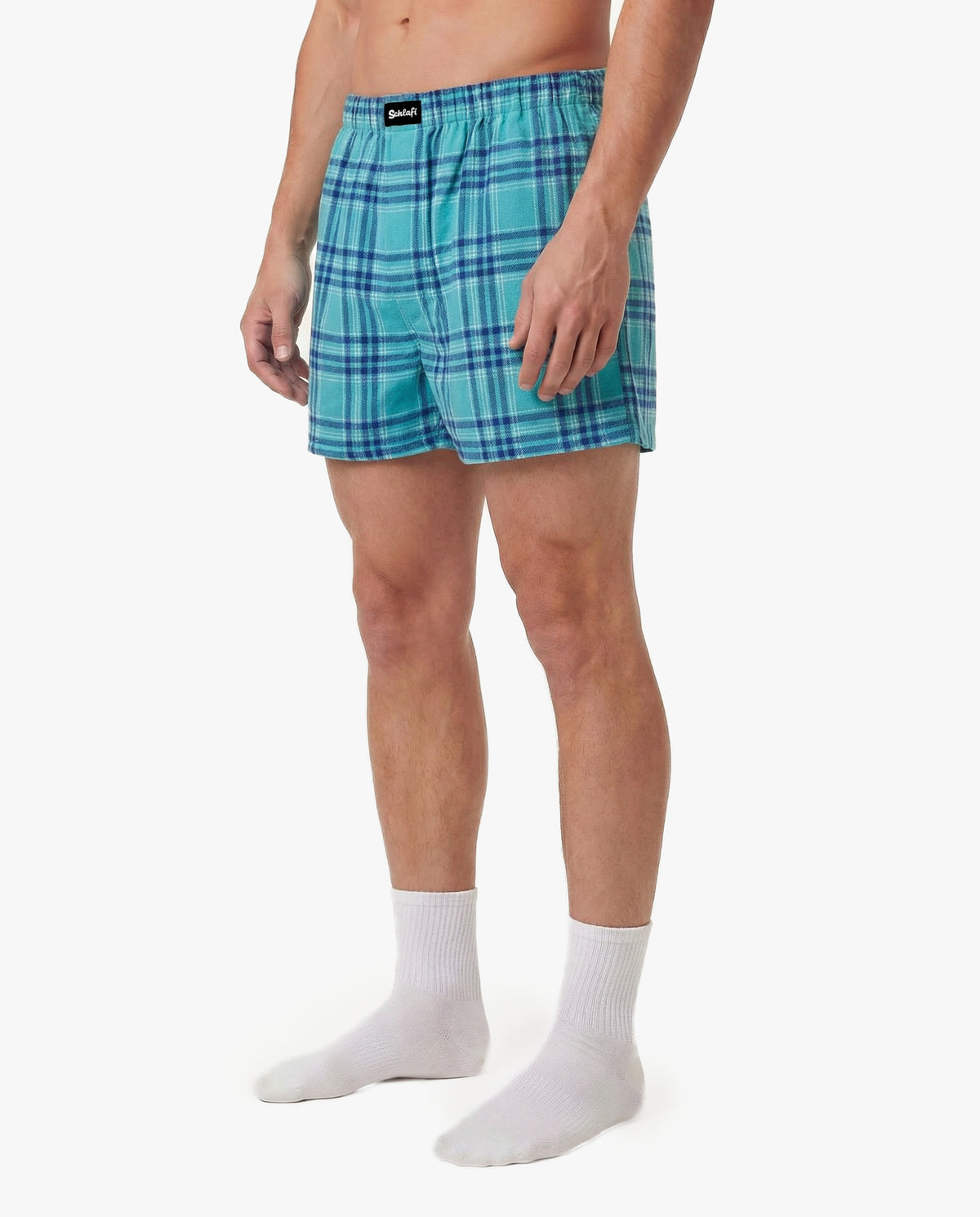 Schlafi Super Schorti in Blueberry –Blau karierte Freizeithose für Herren mit lockerem Schnitt“.