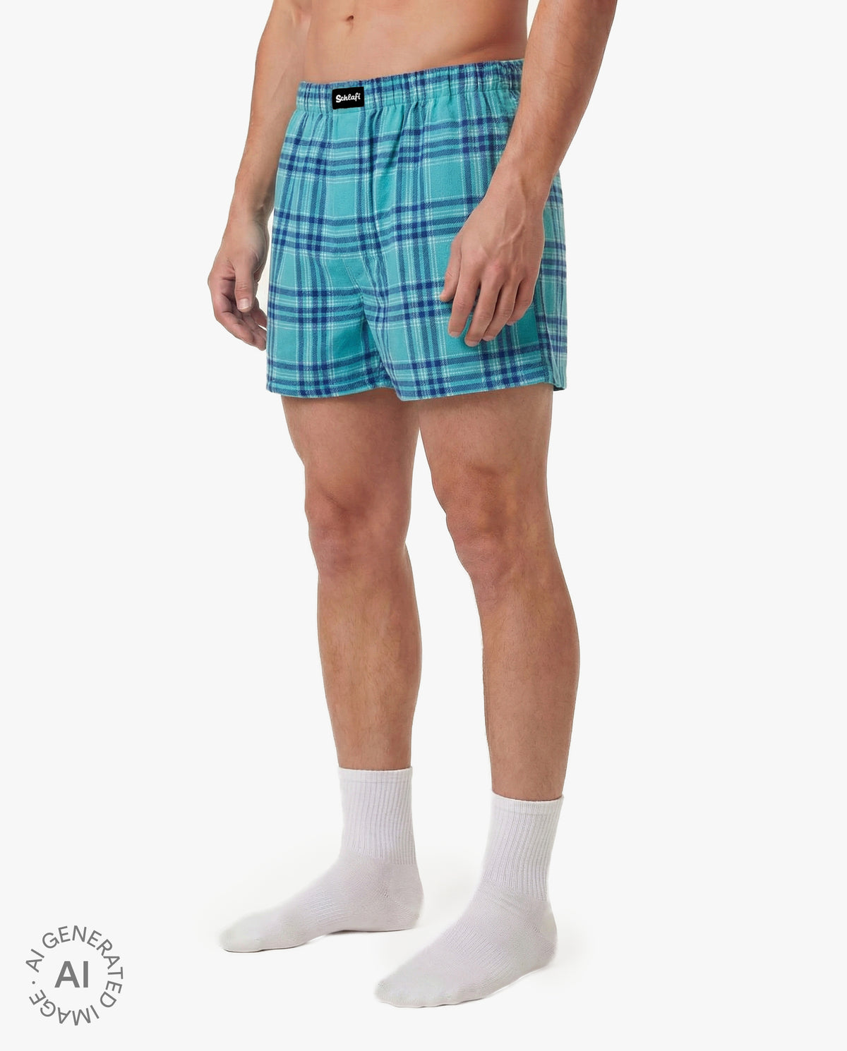 Schlafi Super Schorti in Blueberry –Blau karierte Freizeithose für Herren mit lockerem Schnitt“.