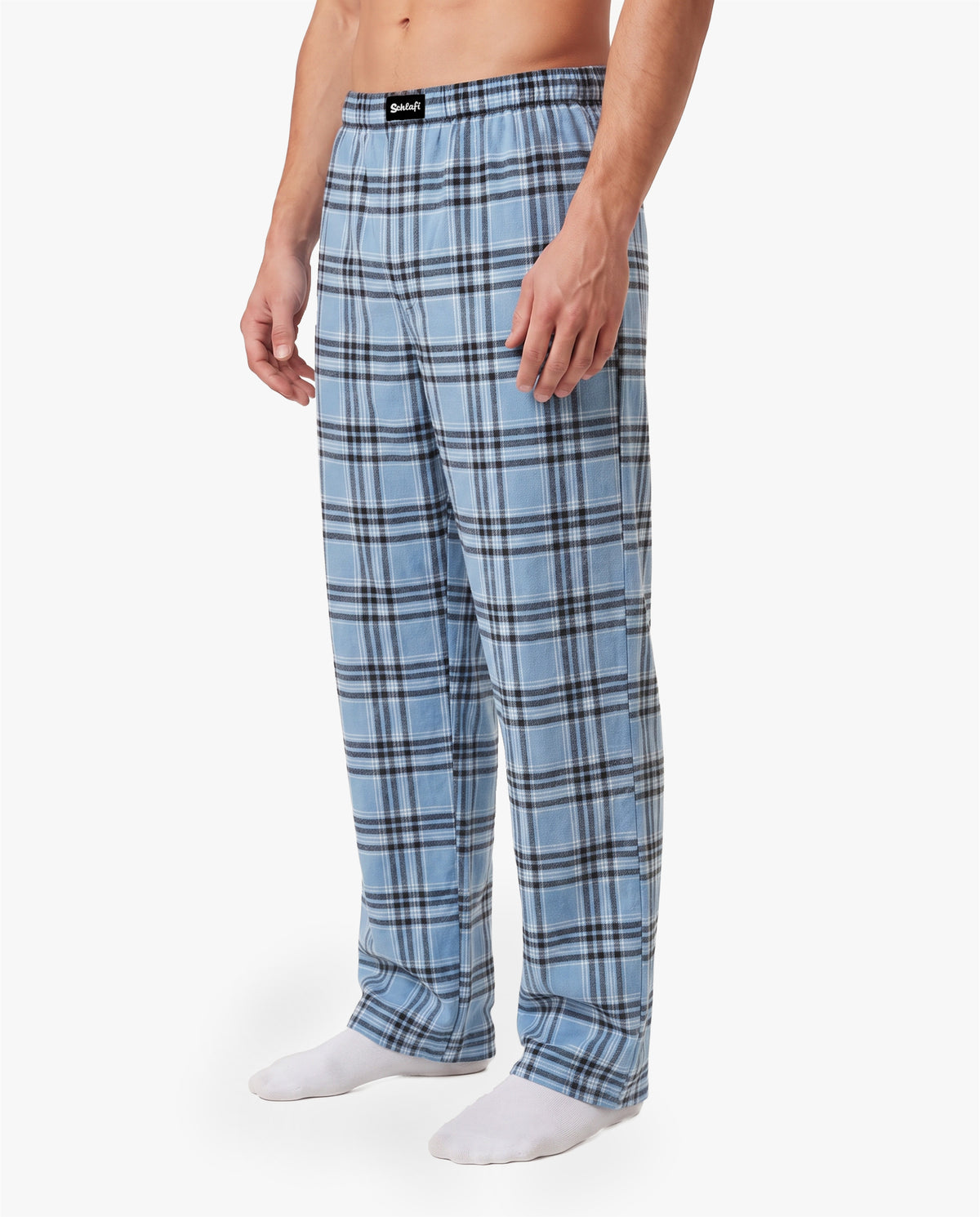 Schlafi Pyjamahose Faded Denim im Ausschnitt ab dem Bund: gerades, weites Bein aus kariertem Flanell